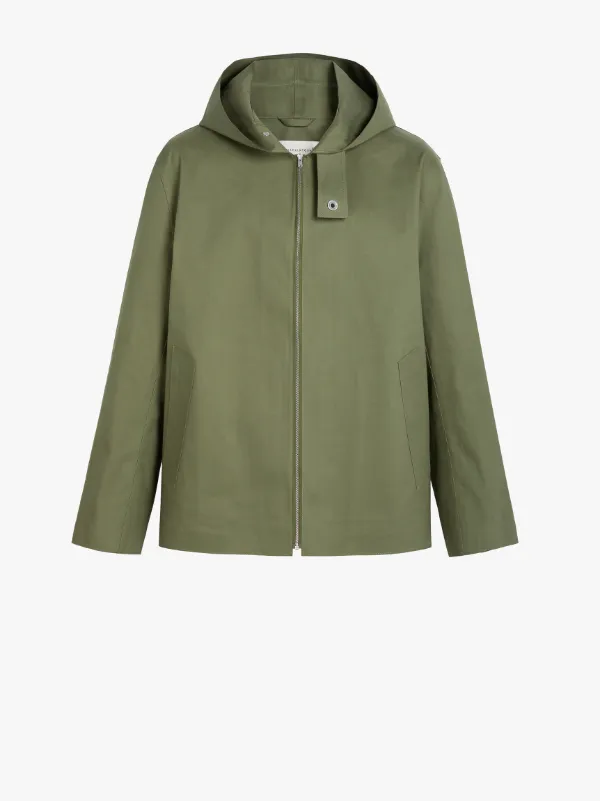 EDDLESTON Green Raw Edge Bonded Cotton Hooded Jacket | GR-1014