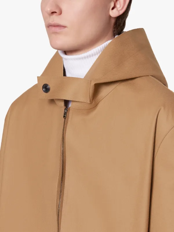 ELDRICK Camel Raw Edge Bonded Wool Hooded Coat | GR-1020