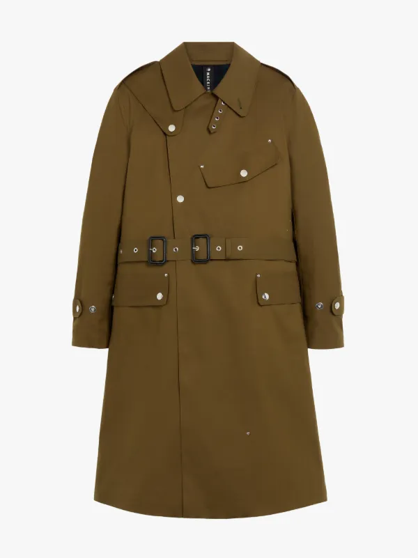 EVANTON Olive Bonded Cotton Despatch Trench Coat | GR-1027