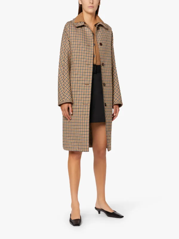 FAIRLIE Brown Shepard Check Wool Overcoat | LMC-008