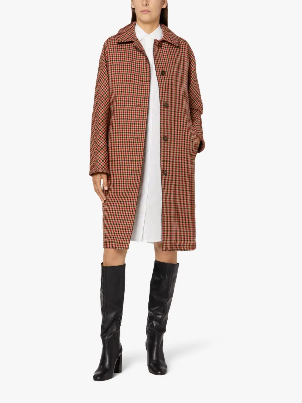 FAIRLIE Red Shepard Check Wool Overcoat | LMC-008