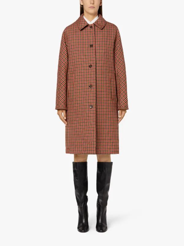 FAIRLIE Red Shepard Check Wool Overcoat | LMC-008