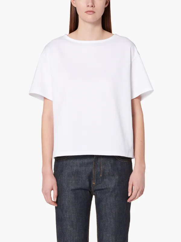 FEARN White Cotton Boat Neck T-shirt | WCS-1007 WHITE