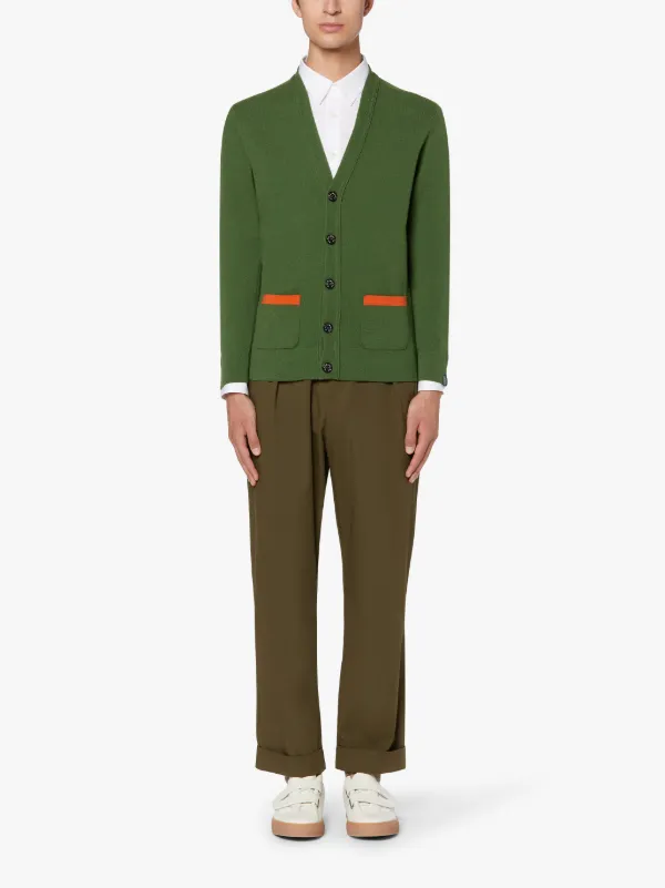 FIELD Green Wool Cardigan | GKM-200