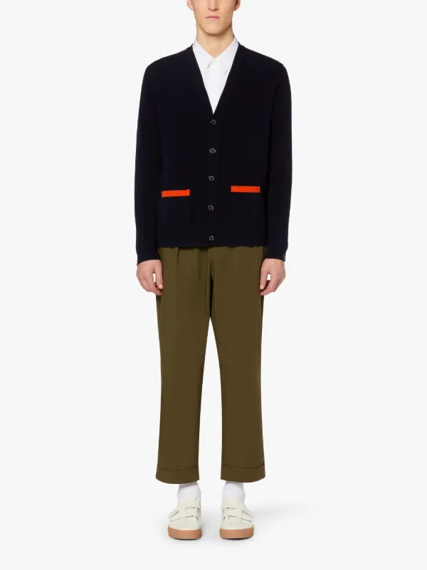 FIELD Navy Wool Cardigan | GKM-200