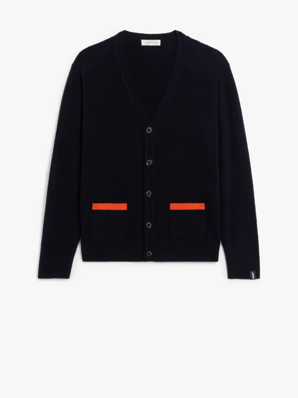 FIELD Navy Wool Cardigan | GKM-200