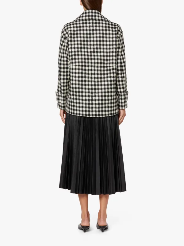 FIONA Black & White Check Wool Pea Coat | LMC-011