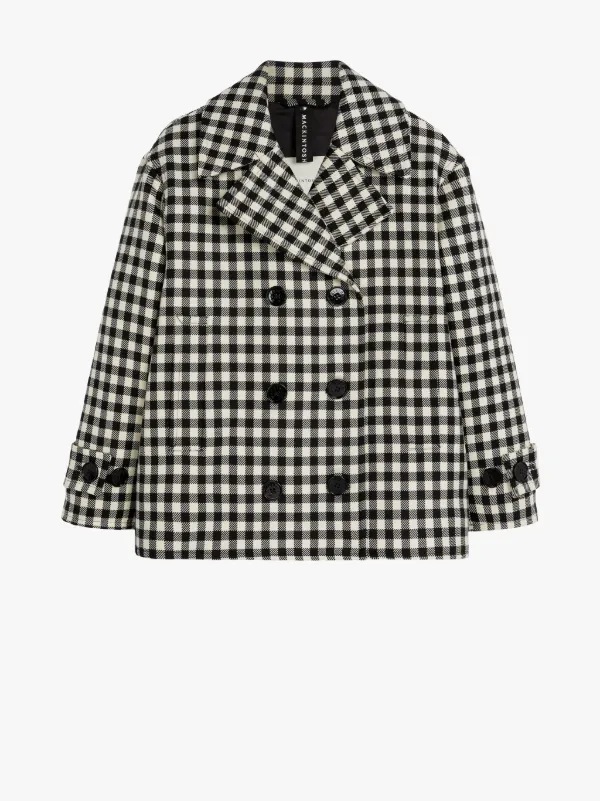 Black white 2024 checked coat