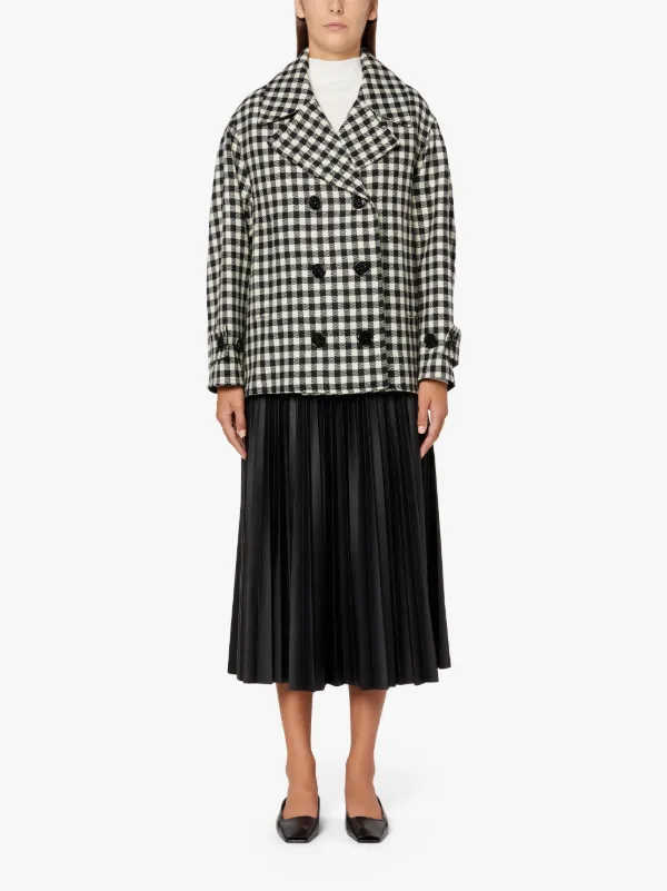 On sale, FIONA Black & White Check Wool Pea Coat