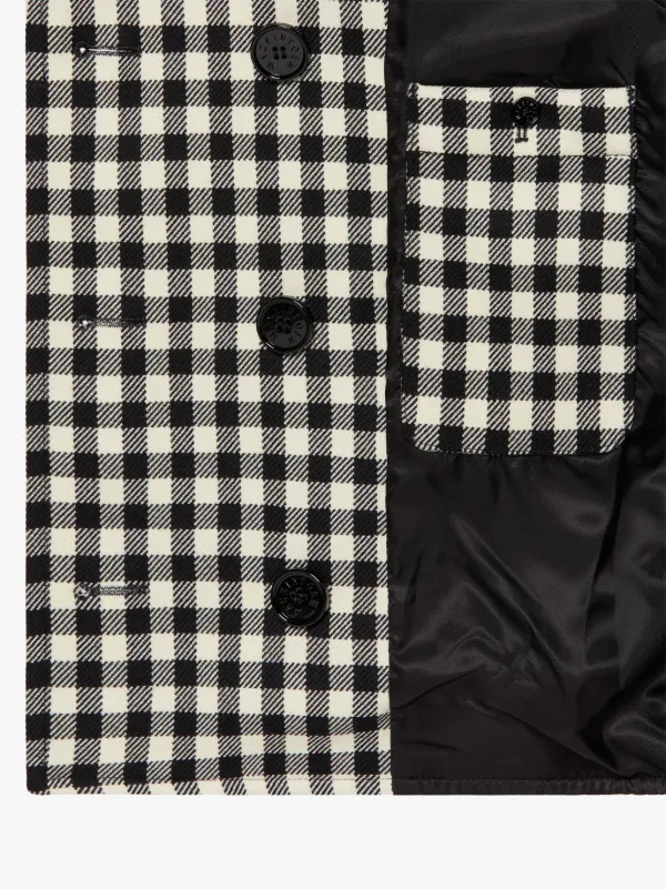 Black and shop white checkered peacoat