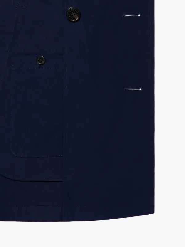 FITZGERALD Navy Dry Waxed Cotton Pea Coat | GMC-102