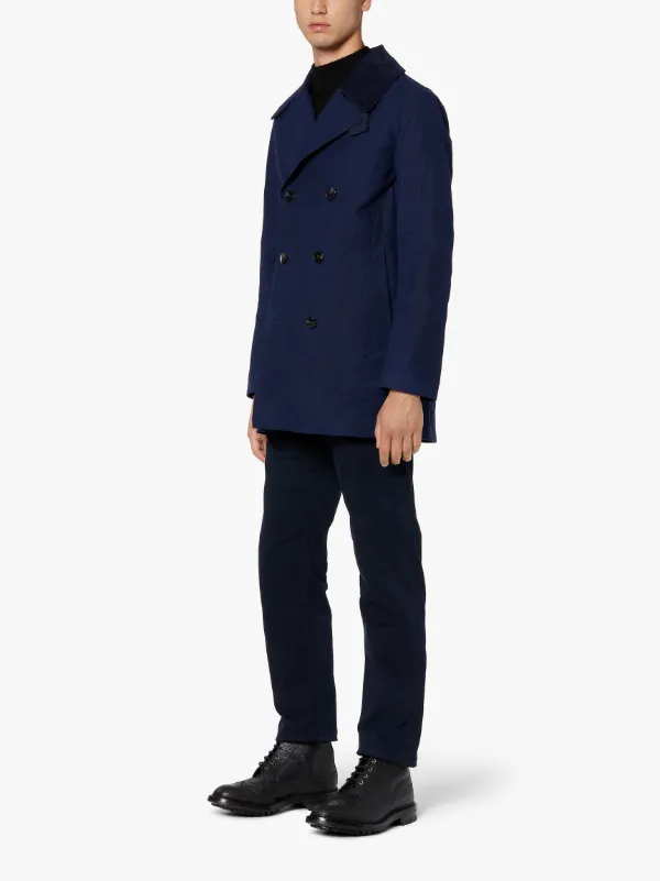 FITZGERALD Navy Dry Waxed Cotton Pea Coat | GMC-102