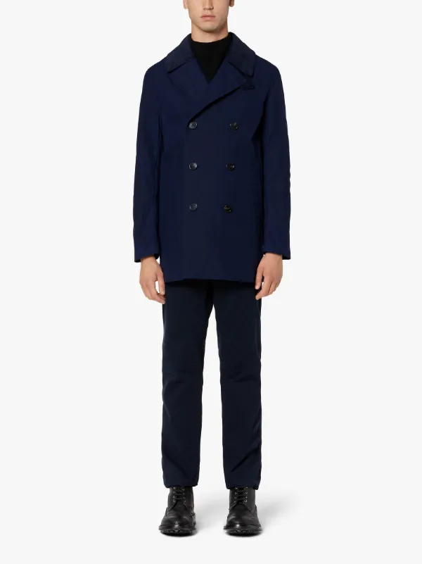 FITZGERALD Navy Dry Waxed Cotton Pea Coat | GMC-102