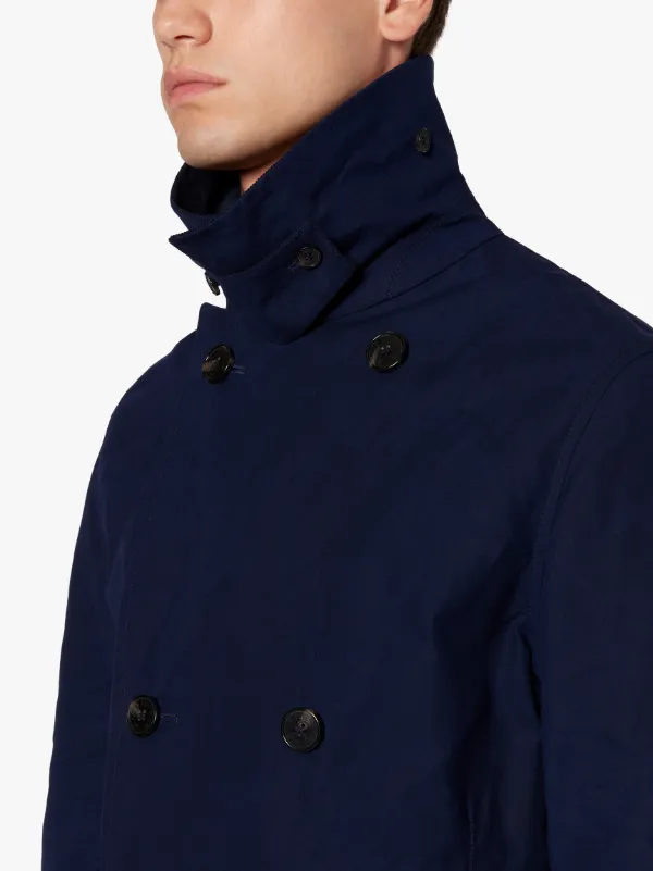 FITZGERALD Navy Dry Waxed Cotton Pea Coat | GMC-102