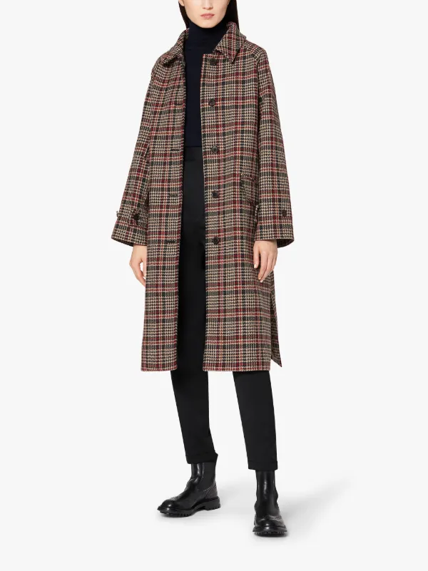 FORFAR Brown Check Virgin Wool Coat | LM-1001F/FUR