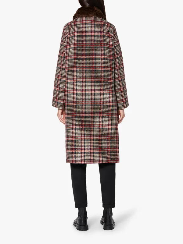 FORFAR Brown Check Virgin Wool Coat | LM-1001F/FUR