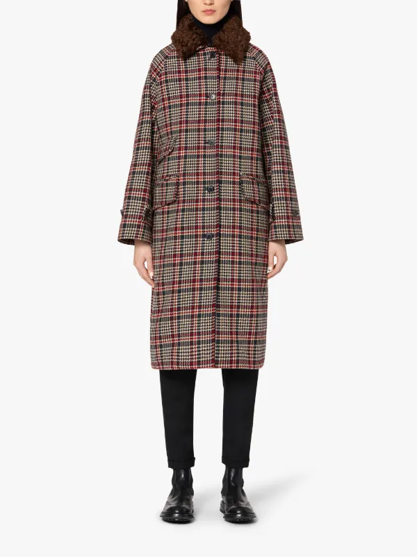 FORFAR Brown Check Virgin Wool Coat | LM-1001F/FUR