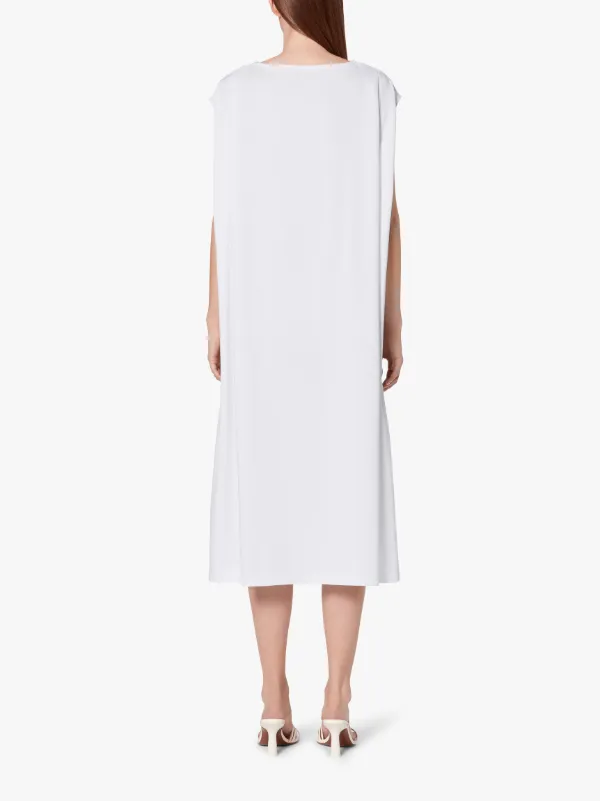 FORSE White Cotton Boat Neck Sleeveless Dress | WCS-1006