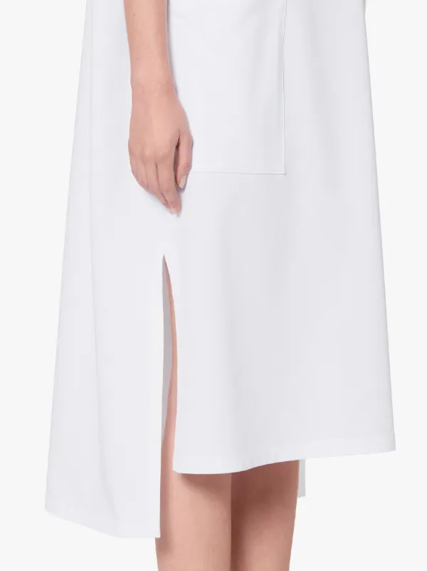 FORSE White Cotton Boat Neck Sleeveless Dress | WCS-1006