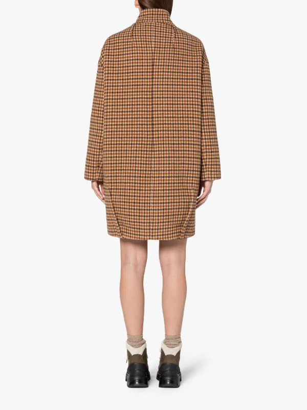 FREDDIE Brown Check Wool Cocoon Coat