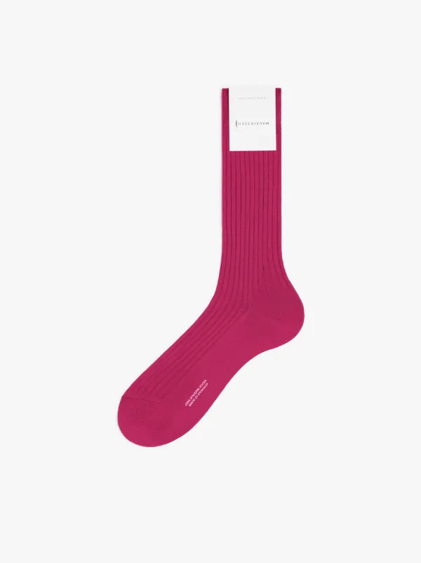 Fuchsia Fil D'Ecosse 5x3 Ribbed Socks