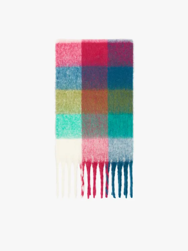 Fuschia Teal Check Oversized Scarf