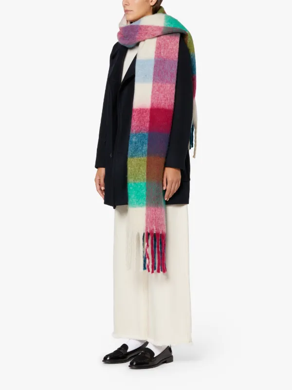 Fuschia Teal Check Oversized Scarf