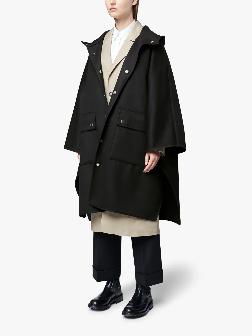 マッキントッシュ ウール コート フーデットコート くるみボタン