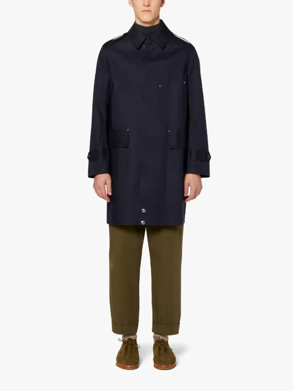 GOURDON Navy Bonded Cotton Coat | GR-1030