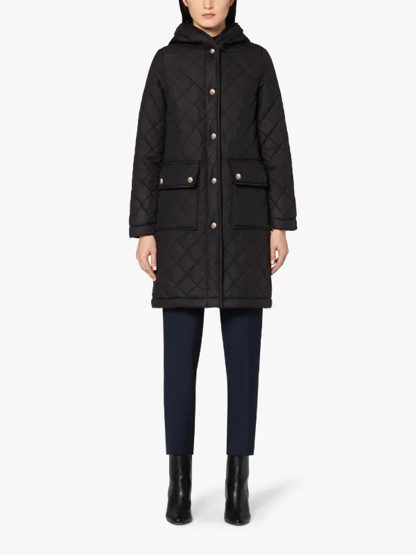 GRANGE Black Quilted Hooded Coat | LQ-1001