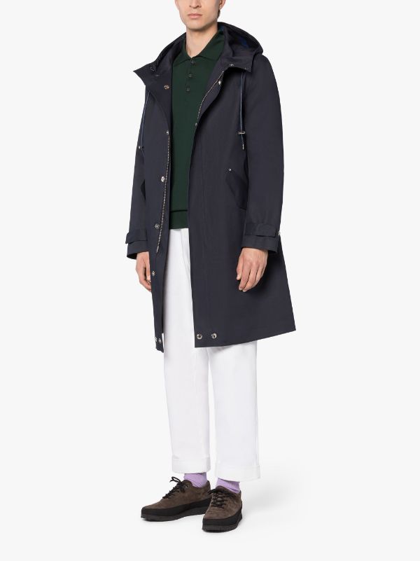 GRANISH Navy Bonded Cotton Hooded Coat