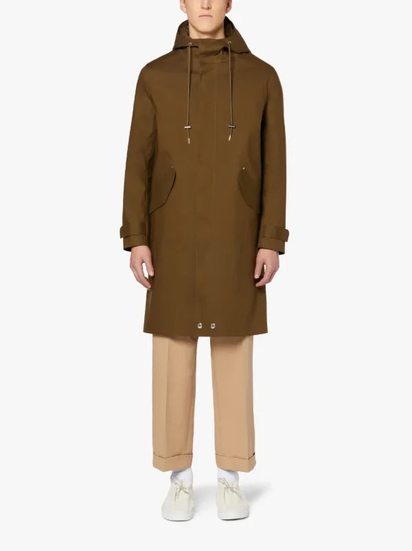 GRANISH Olive Bonded Cotton Hooded Coat | GR-1032