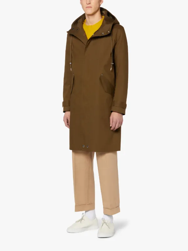 GRANISH Olive Bonded Cotton Hooded Coat | GR-1032