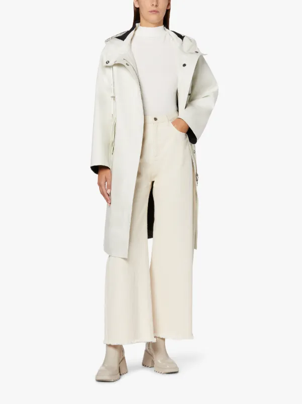 GRANISH White x Black Bonded Cotton Hooded Coat | LR-1037