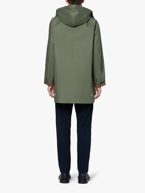 Green Bonded Cotton Oversized Hooded Coat | GR-123