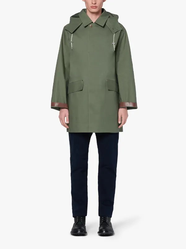 Green Bonded Cotton Oversized Hooded Coat | GR-123