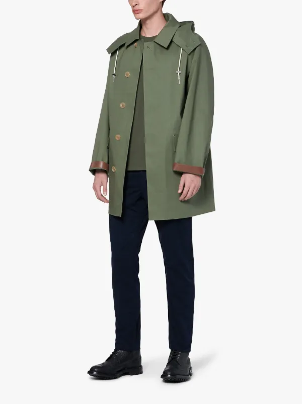 Green Bonded Cotton Oversized Hooded Coat | GR-123