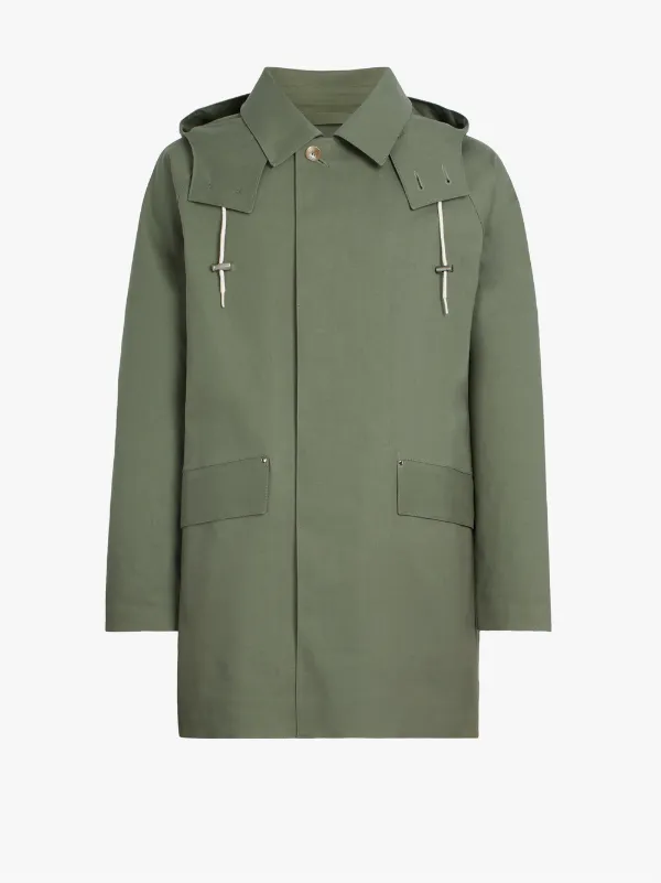 Green Bonded Cotton Oversized Hooded Coat | GR-123