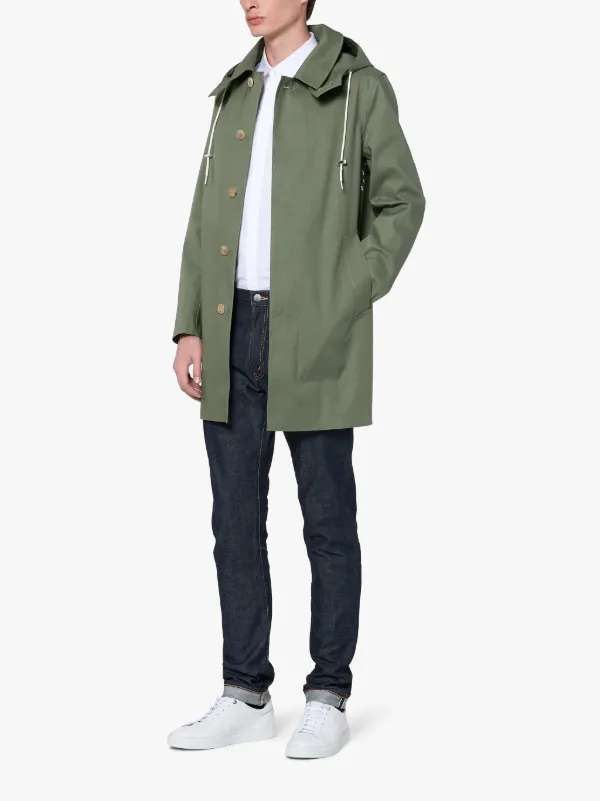 Green Bonded Cotton Short Hooded Coat | GR-010