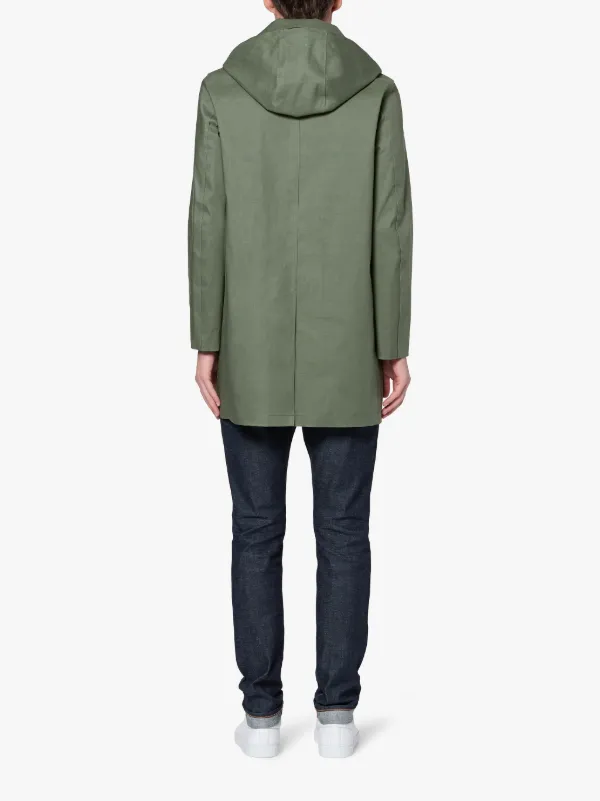 Green Bonded Cotton Short Hooded Coat | GR-010