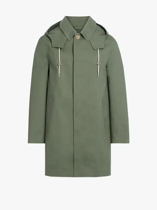 Green Bonded Cotton Short Hooded Coat | GR-010