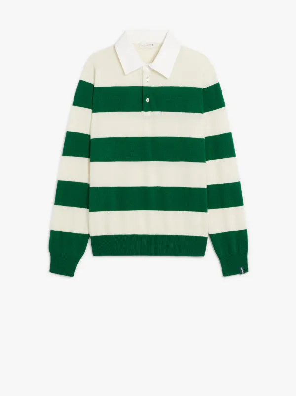 Green Wool Knitted Rugby Shirt | GKM-202