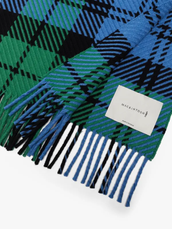 Green x Blue Check Merino Wool Scarf | ACC-023