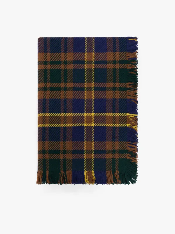 Green x Blue Check Merino Wool Scarf | ACC-023