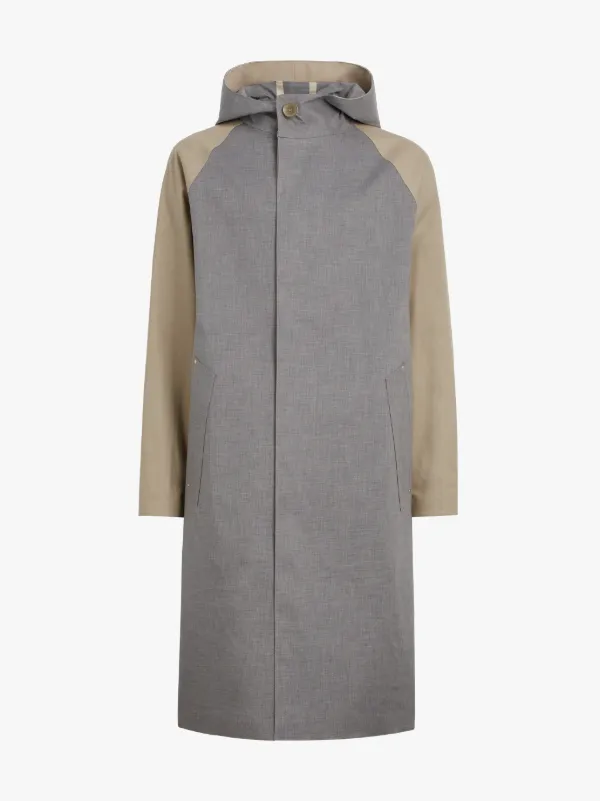 Grey & Fawn Bonded Cotton Oversized Hooded Coat GR-122/CB