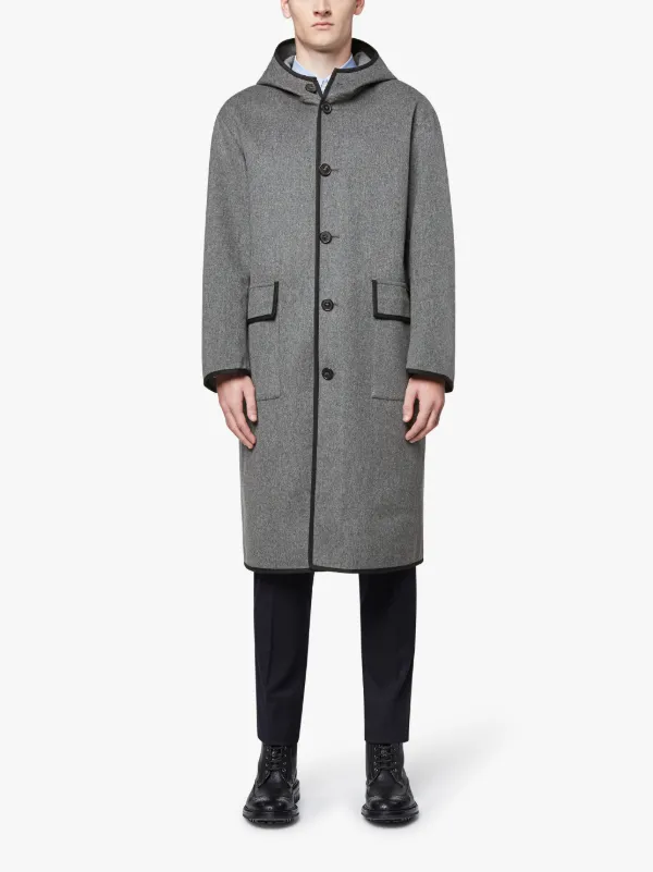 Grey Rain System Wool Hooded Coat