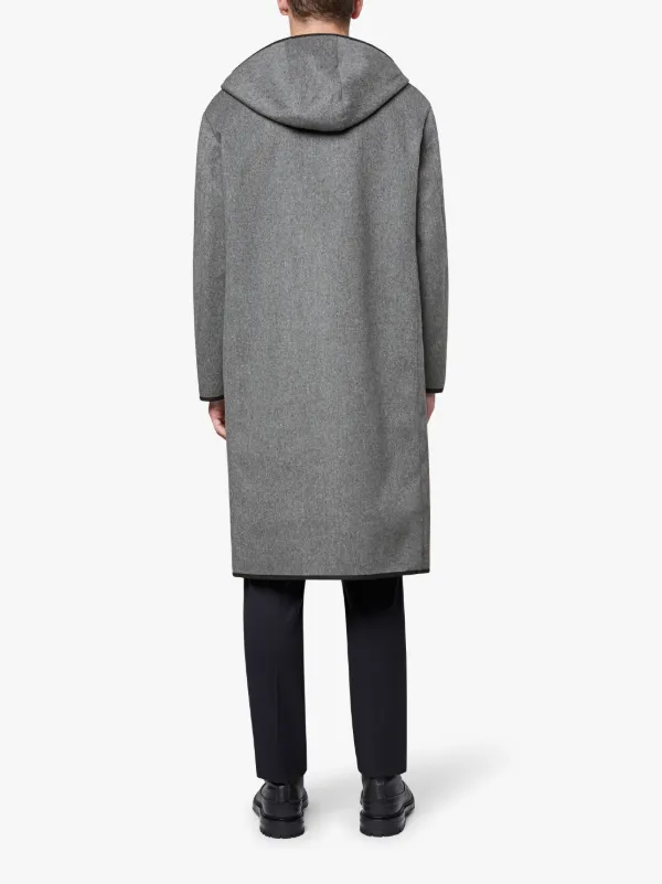 Grey Rain System Wool Hooded Coat