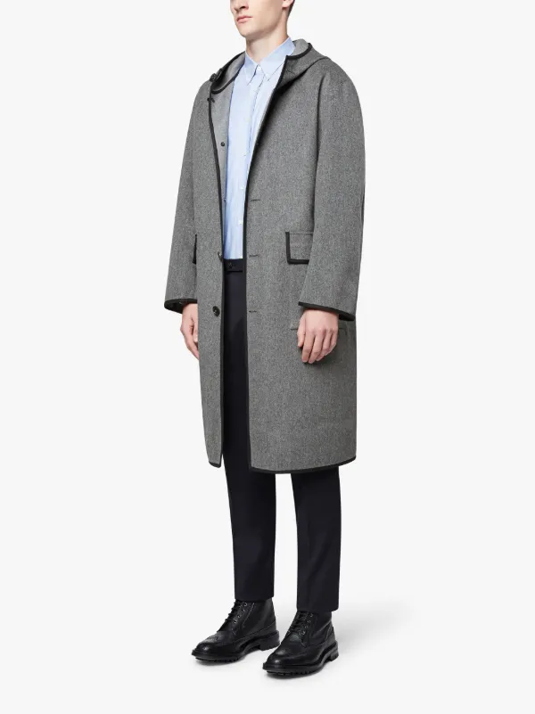 Grey Rain System Wool Hooded Coat