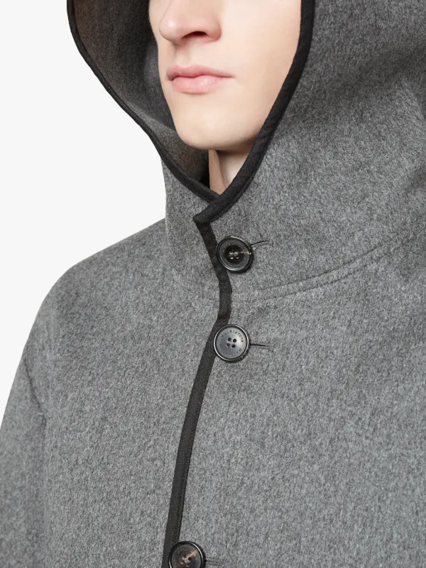 Grey Rain System Wool Hooded Coat