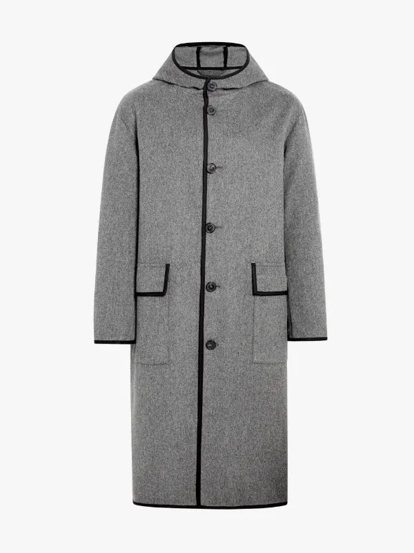 Grey Rain System Wool Hooded Coat